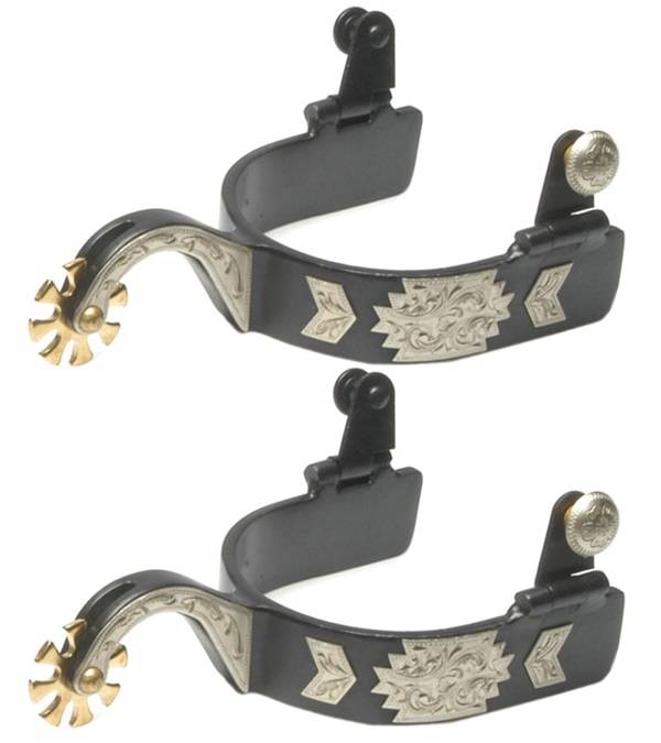 Jacks Gooseneck Spurs with Engraved German Gold and Silver Trim