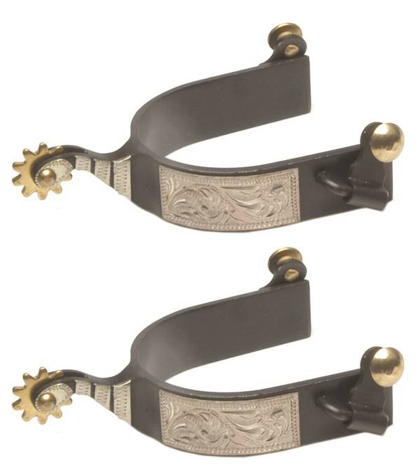 Jacks Roping Spurs with Engraved German Silver Trim #11048