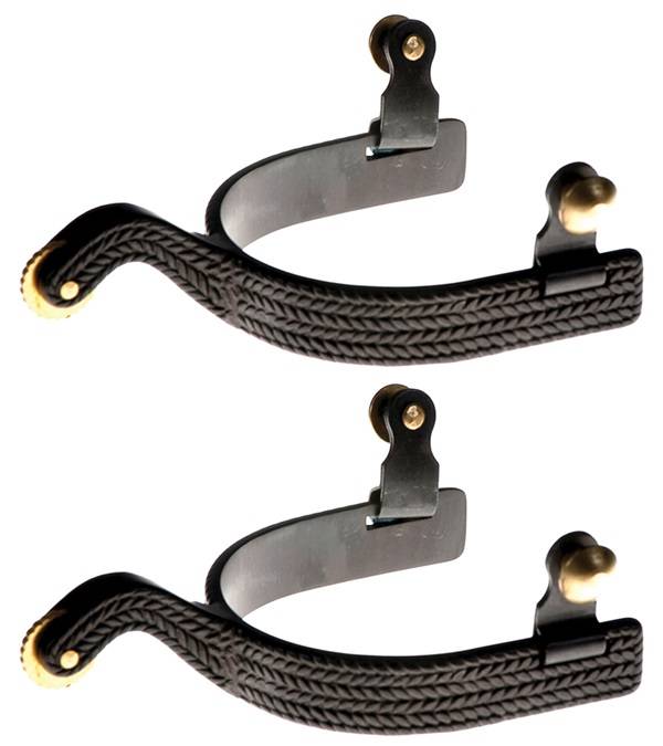 Jacks Basket Weave Roping Spurs with Embossed Basket Weave Pattern
