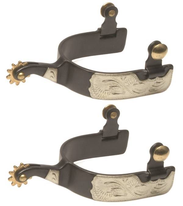 Jacks Roping Spurs with Engraved German Silver Trim #11039