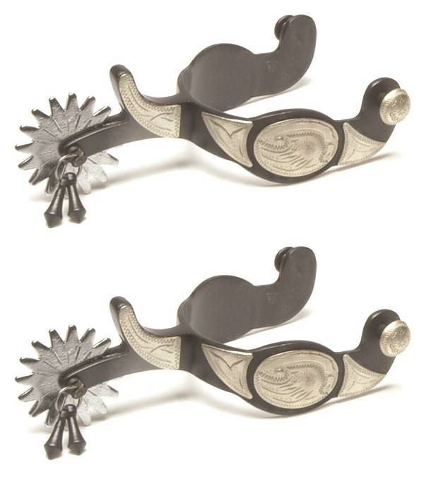 Jacks Jingle Bob Show Spurs with Engraved German Silver Trim #11018