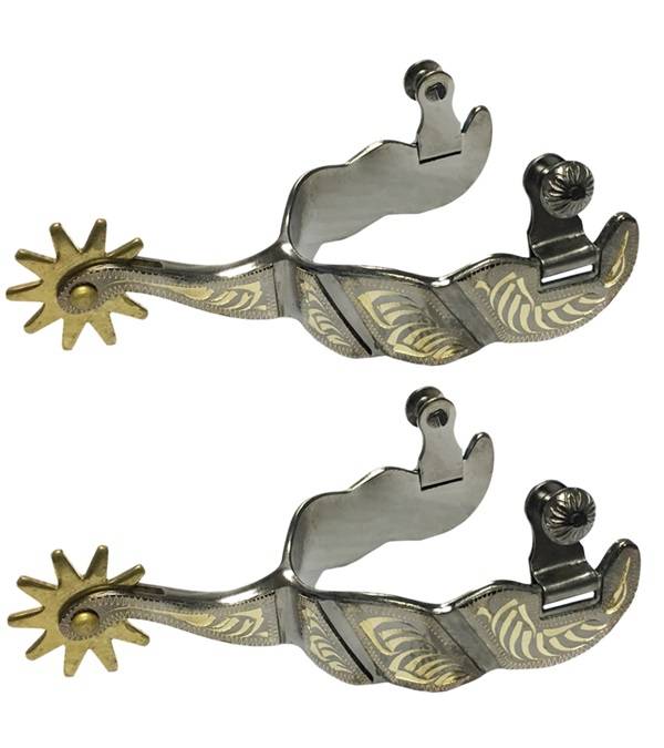 Jacks Roping Spurs with Engraved Band and Shank