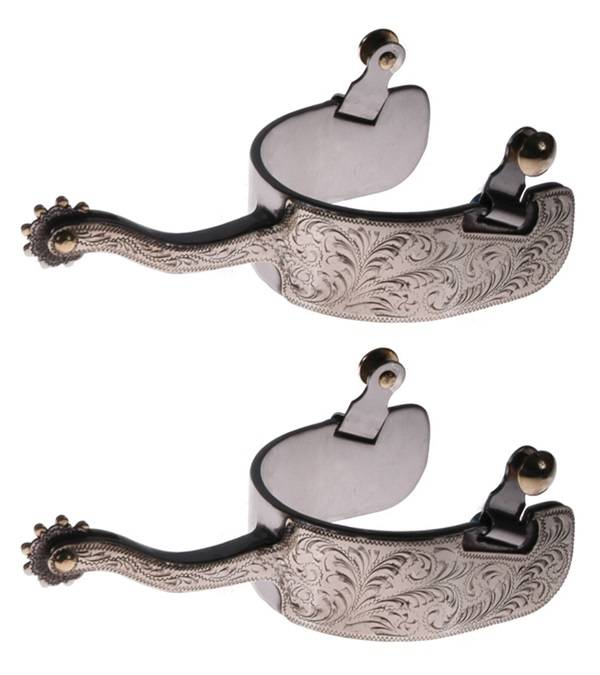 Jacks Offset Show Spurs with Engraved German Silver Trim