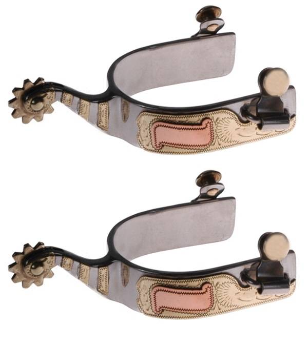 Jacks Roping Spurs with Engraved Gold and Copper Trim #11090