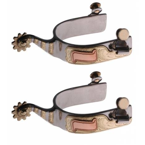 Jacks Roping Spurs with Engraved Gold and Copper Trim #11090