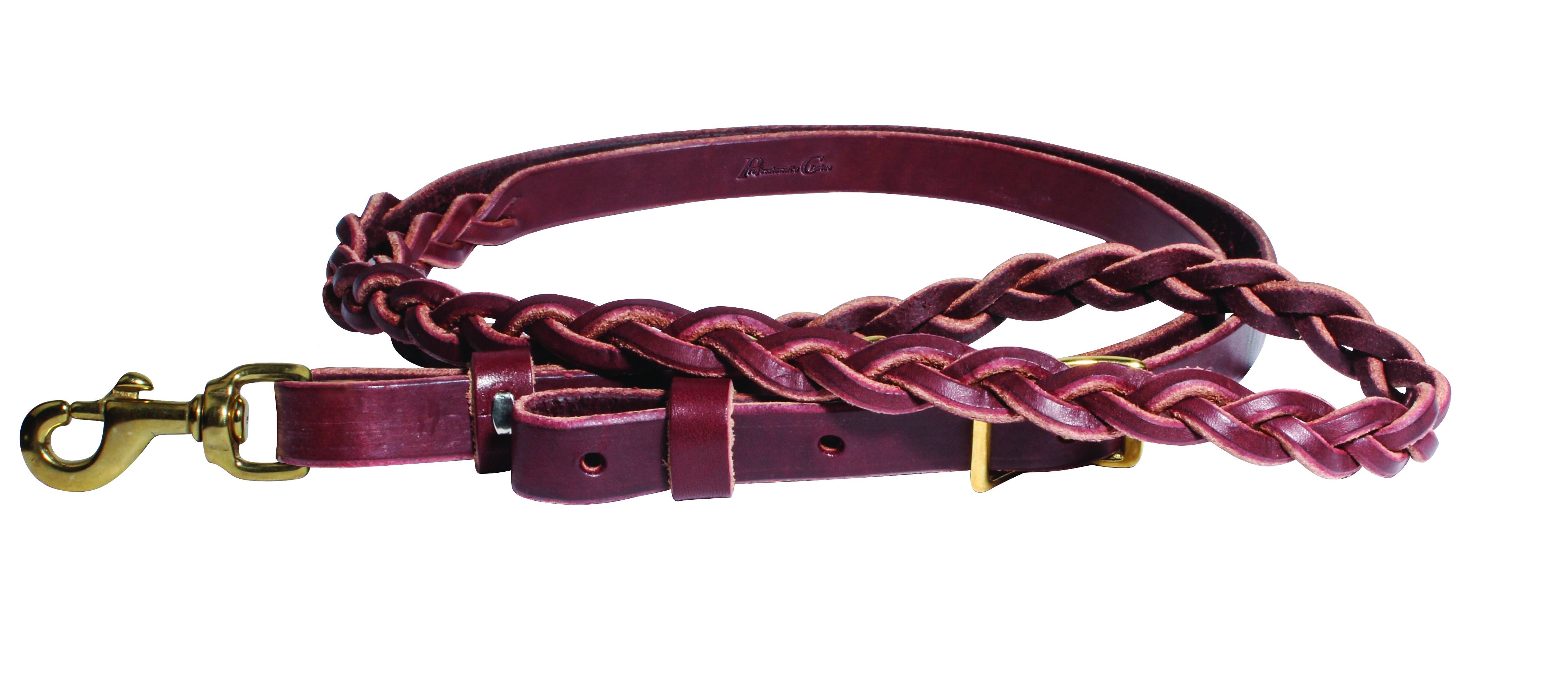 7390BUR Professionals Choice 3-Plait Latigo Roping Reins sku 7390BUR