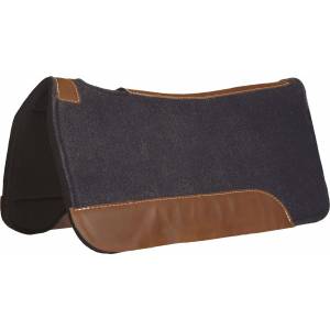 Mustang Blue Horse Contoured Black Felt Pad with Top Grain Wear Leathers