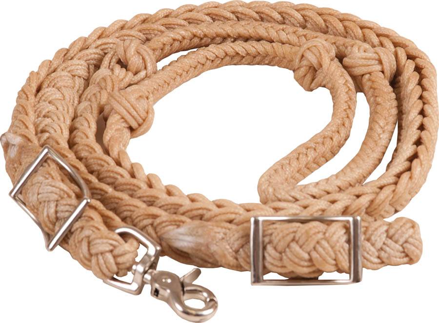 Mustang Waxed Nylon Knotted Barrel Rein with Nickel Plated Hardware