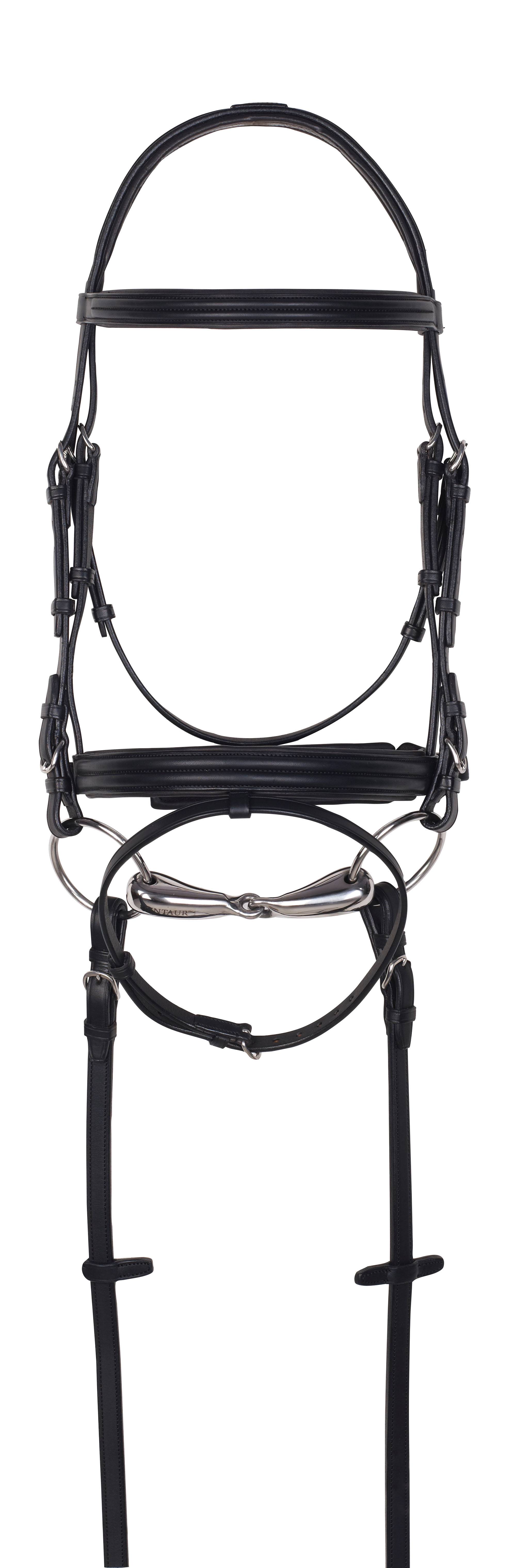 Aramas Double Raised Padded Dressage Bridle with Leather Reins