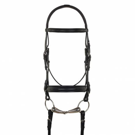 Aramas Plain Raised Padded 1-1/2" Wide Nose Dressage Bridle with Leather Reins