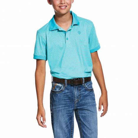 Ariat Kids Micro Stripe TEK Button Short Sleeve Polo Shirt