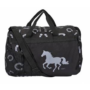AWST Int'l Lila Travel Duffle Bag- Black/Grey Horseshoe