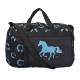 AWST Int'l Lila Travel Duffle Bag- Black/Turquoise Horseshoe