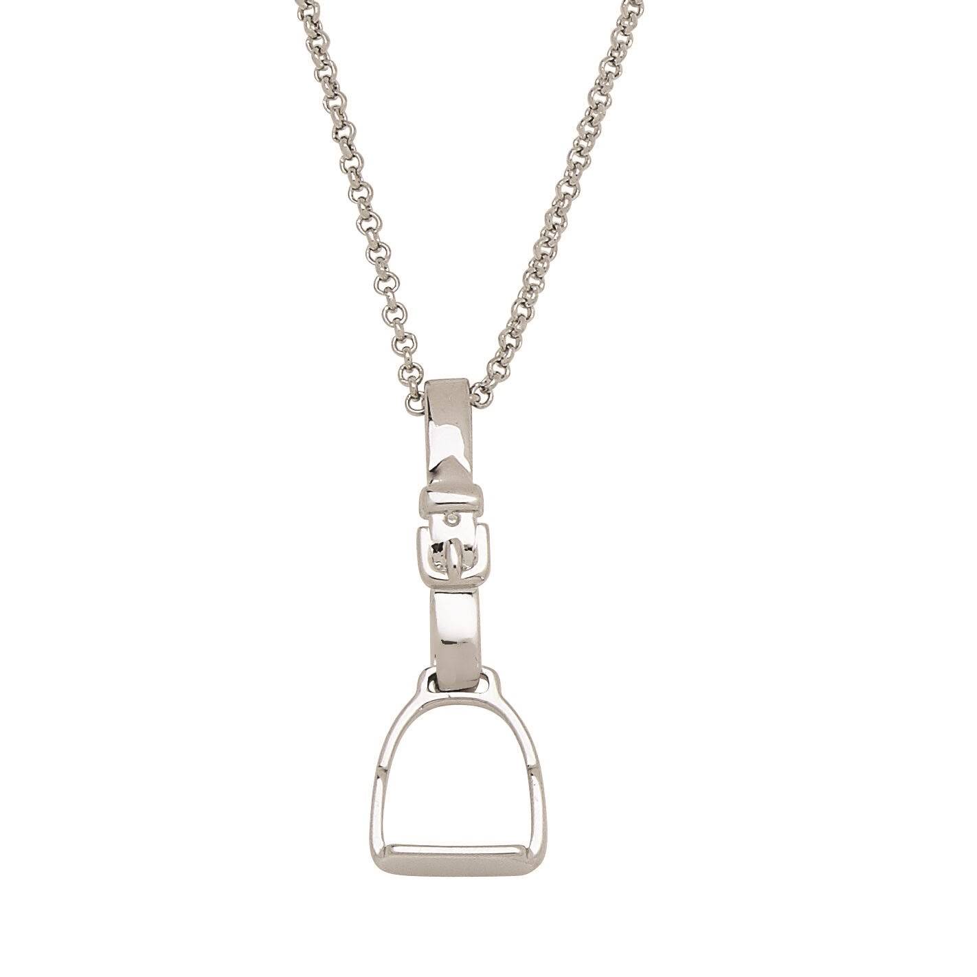 AWST Int'l Rhodium English Stirrup Necklace