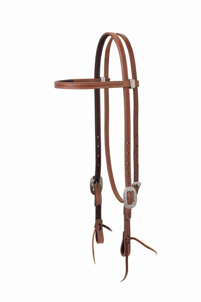 Weaver Synergy Latigo Leather LinedHeadstall with Floral DesignerHardware