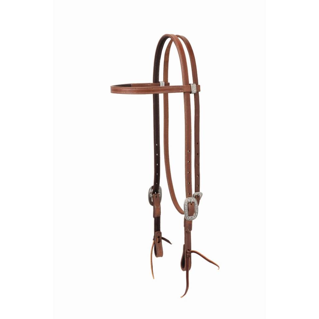 Weaver Synergy Latigo Leather LinedHeadstall with Floral DesignerHardware