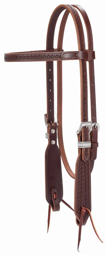 Weaver Synergy Hand-Tooled MayanStraight Brow Headstall with DesignerHardware