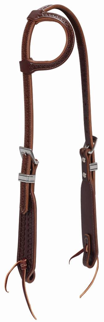 Weaver Synergy Hand-Tooled MayanSliding Ear Headstall with DesignerHardware