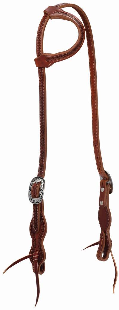 Weaver Synergy Harvest WheatSliding Ear Headstall with Floral DesignerHardware