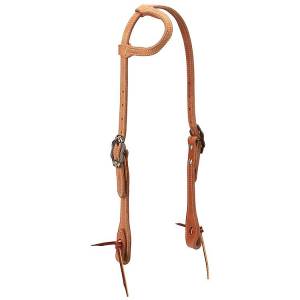 Weaver Rough Out Russet Sliding EarHeadstall with Spots