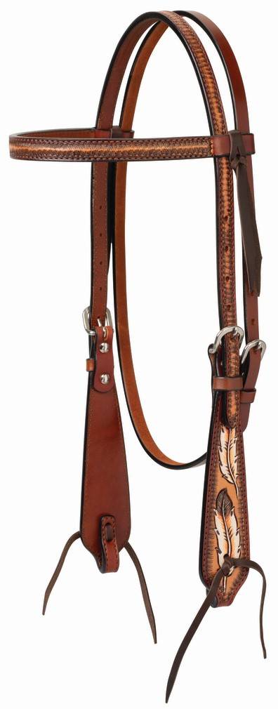 Weaver Leather Turquoise Cross Coco FeatherStraight Brow Headstall
