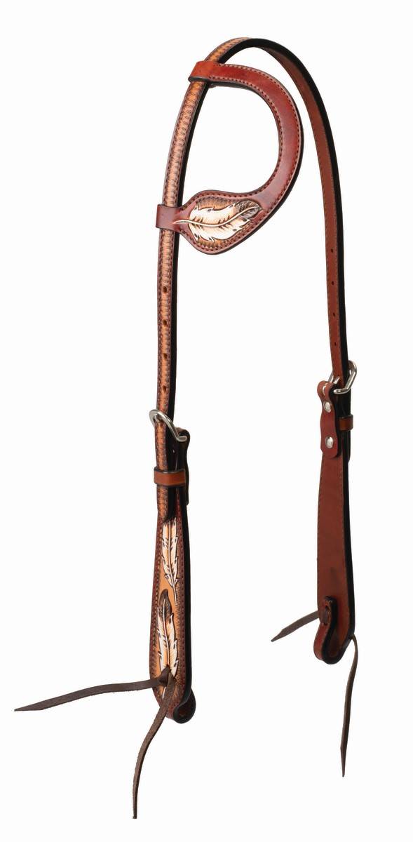 Weaver Leather Turquoise Cross Coco FeatherSliding Ear Headstall