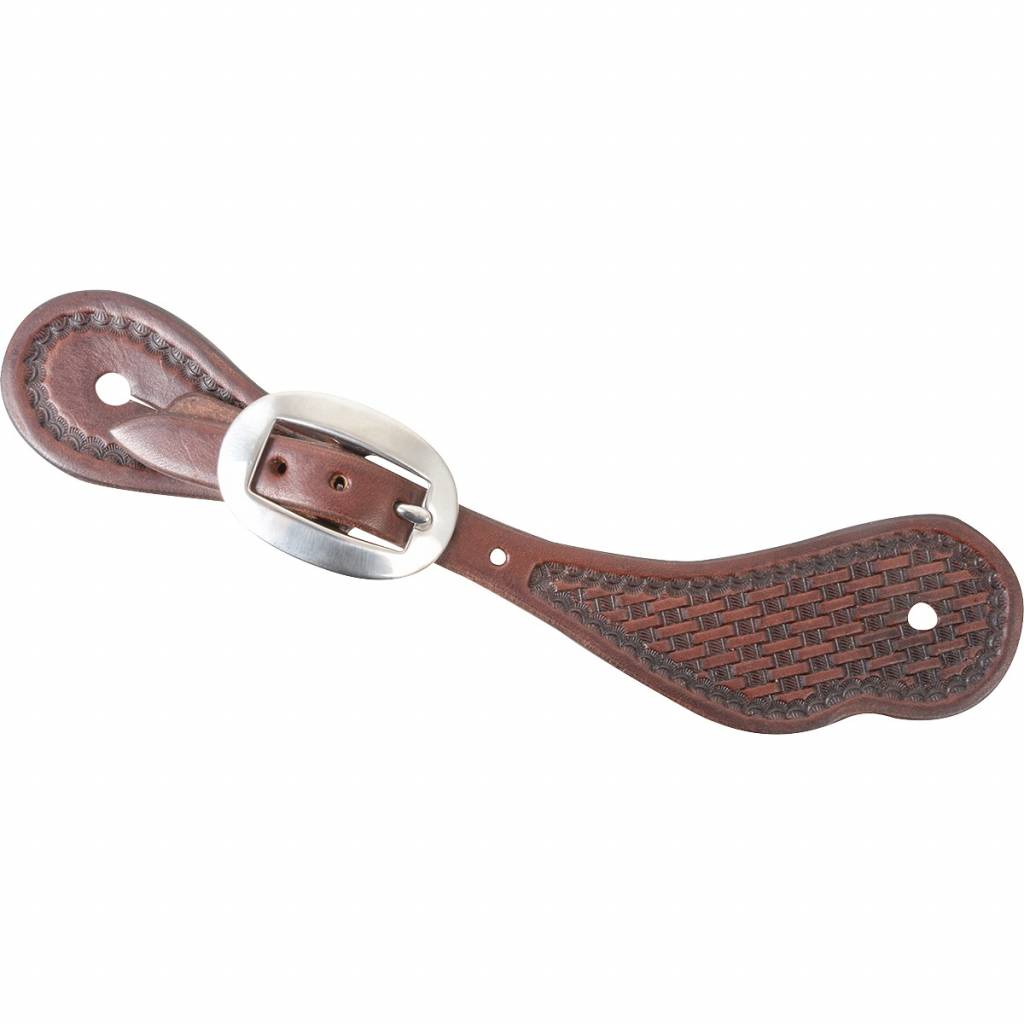 Martin Saddlery Mini Basket Tooling Cowboy Spur Straps - Sold as Pair