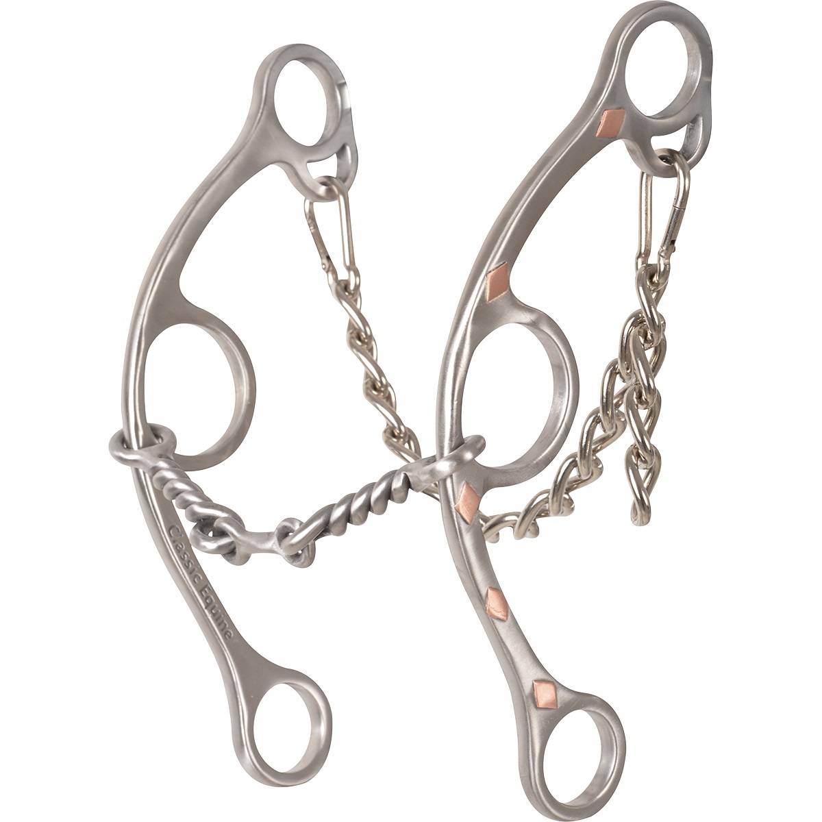 Classic Equine Sherry Cervi Diamond Long Shank Barrel Bit - Twisted Wire Dogbone
