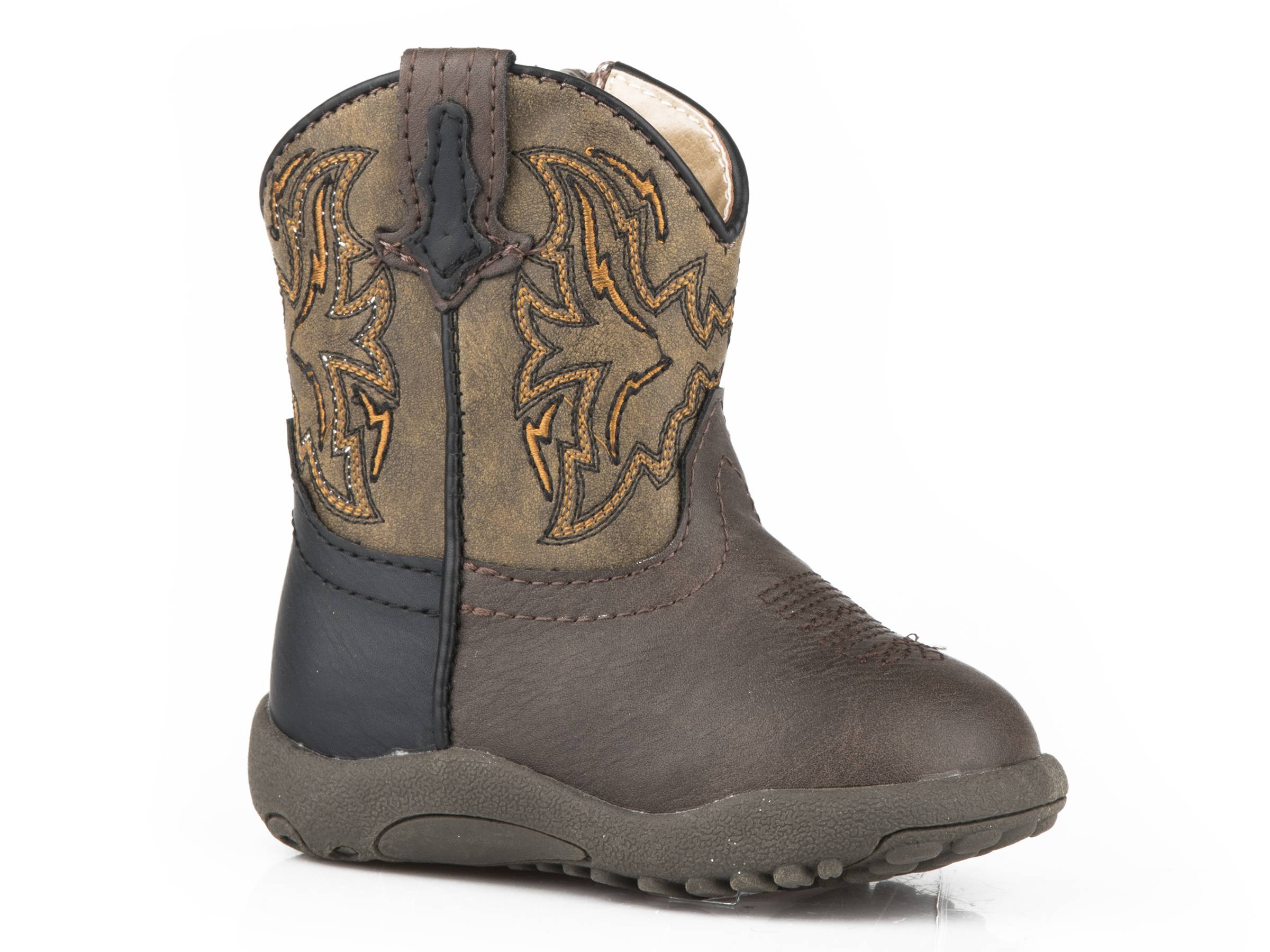 Roper Cowbabies Infant Boys Brown Vamp With Black Heel Counter Boots