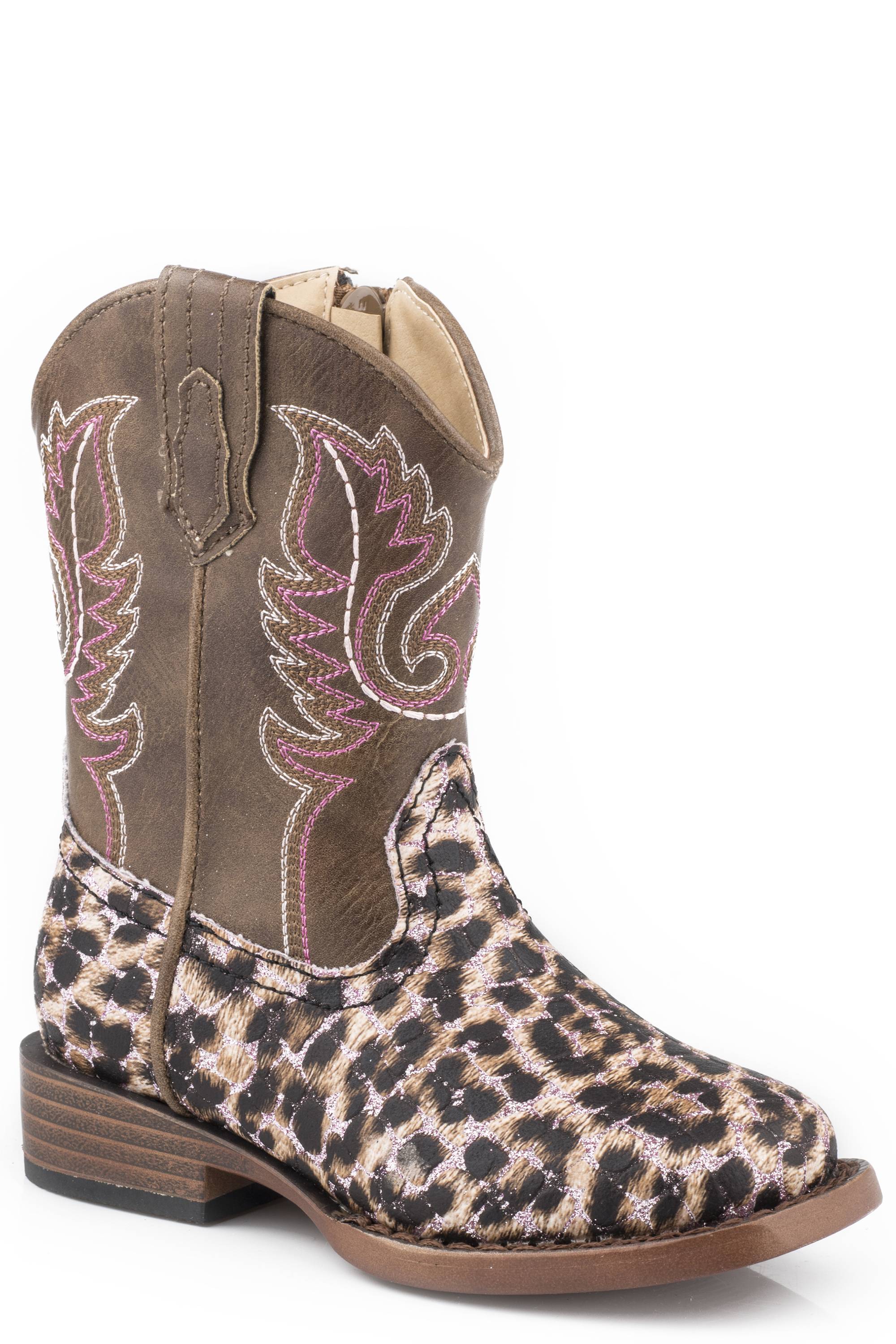 Roper Toddler Brown/Leopard/Pink Glitter Western Boots