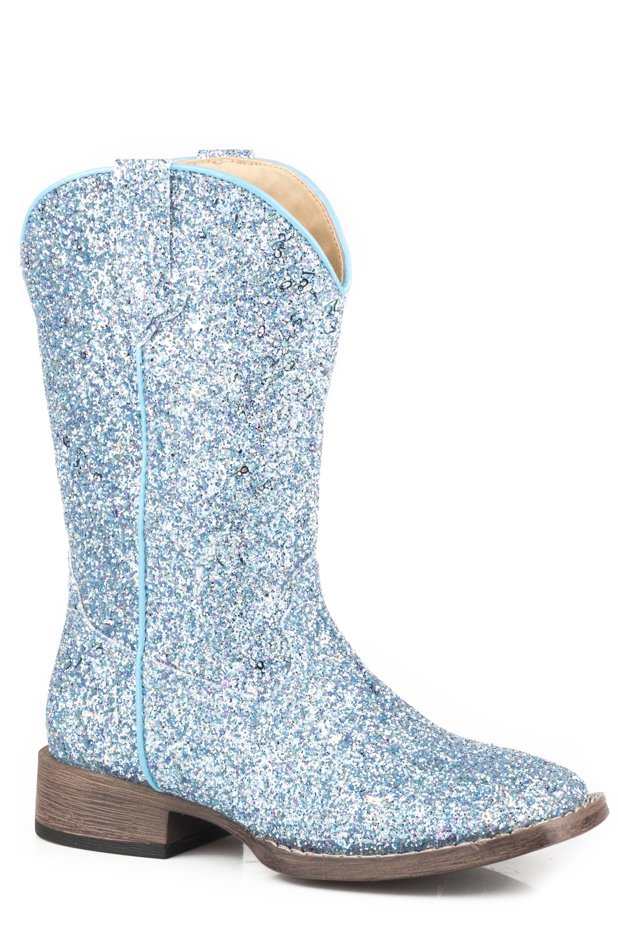 Roper Toddler Girls Blue Multi Glitter Boots