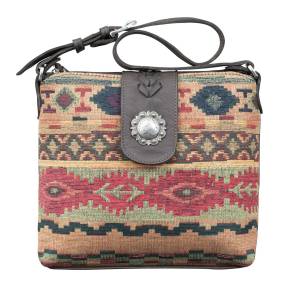 American West Woven Tapestry Zip Top Shoulder Bag
