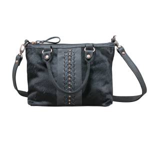 American West Cow Town Small Zip-Top Conceal Carry Satchel - Black Hair