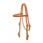 Tory Leather Cowboy Old Time Brow Band Headstall With Solid Brass Buckle Bit Ends