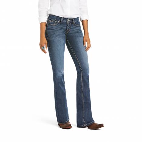 Ariat Ladies Trouser Mid Rise Stretch Baseball Stitch Wide Leg Jeans