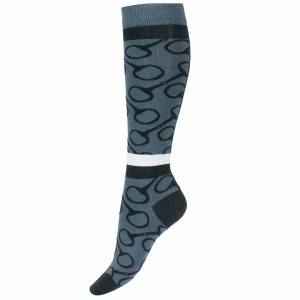 Horze Jacquard Knit Riding Knee Socks - Orion Blue - 8.5-10