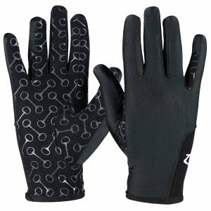 Horze Kids Riding Gloves with Silicone Palm Print - Black - 4