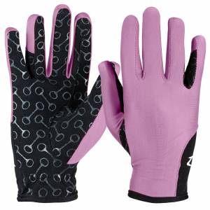 Horze Kids Riding Gloves with Silicone Palm Print - Grape Juice Purple - 5
