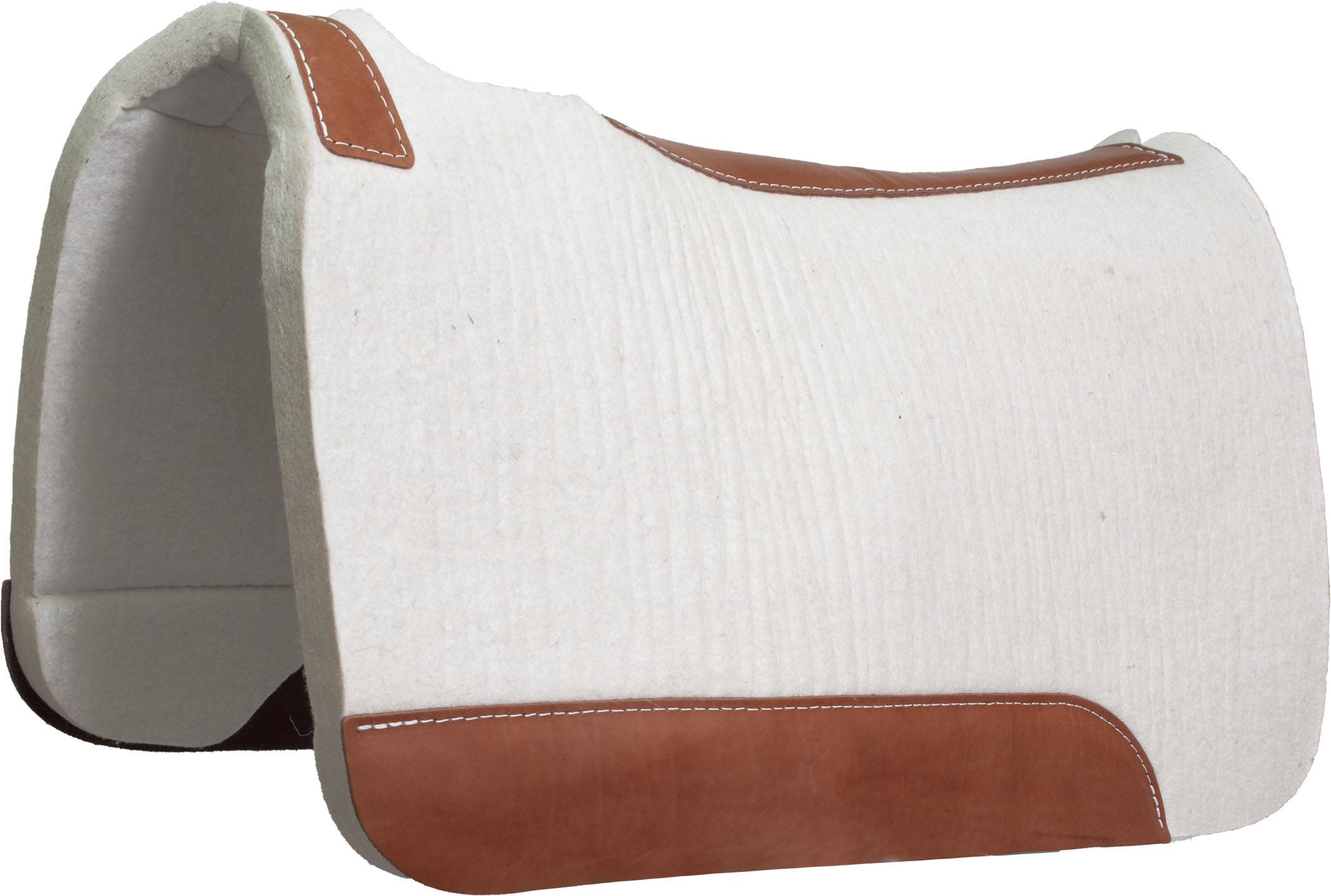 Mustang Blue Horse Pressed Wool Contoured Pad with Top Grain Wear Leathers