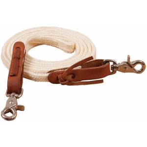 Mustang Flat Poly Braided Roping Reins with Leather Water Loop/Trigger Snap Bit Ends