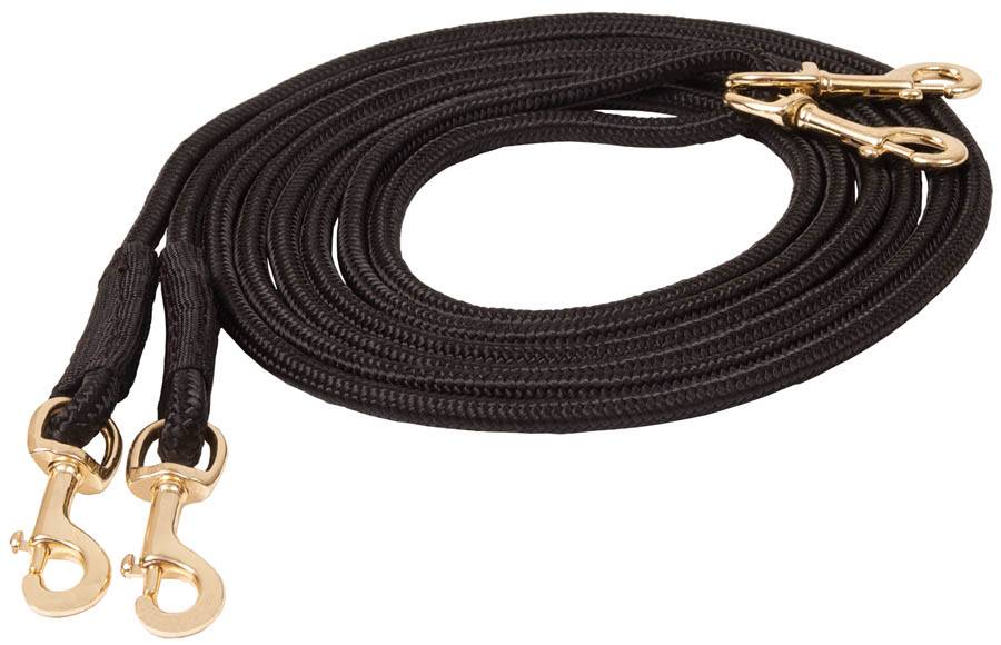 Mustang Braided Draw Rein with Brass Plated Bolt Snaps