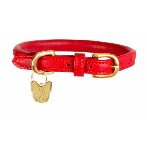 Shires Digby & Fox Rolled Leather Dog Collar - Scarlett - Large