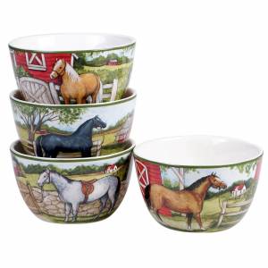 Summer Horse Dessert Bowls - Set of 4 - 5.25