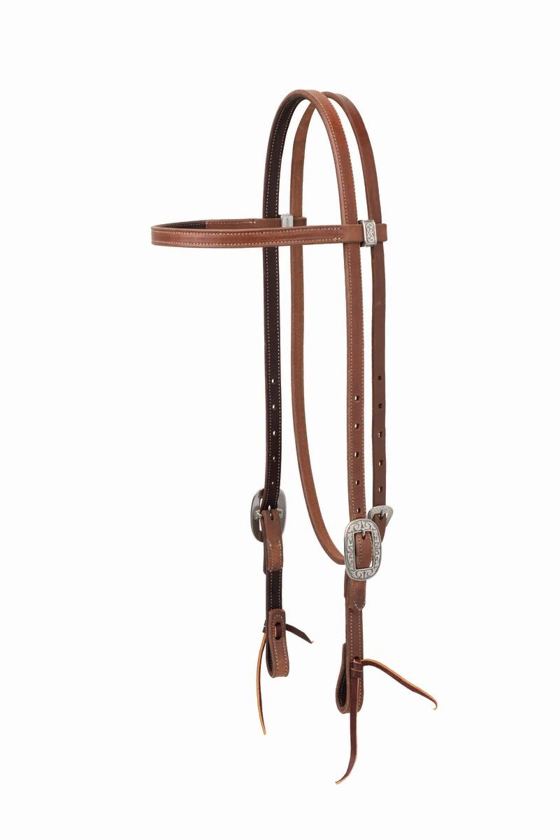 Weaver Synergy Leather Split Ear Headstall With Floral Hardware