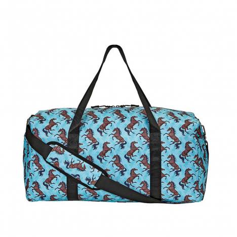 AWST Int'l "Lila" Galloping Bay Horses Duffle Bag- Turquoise