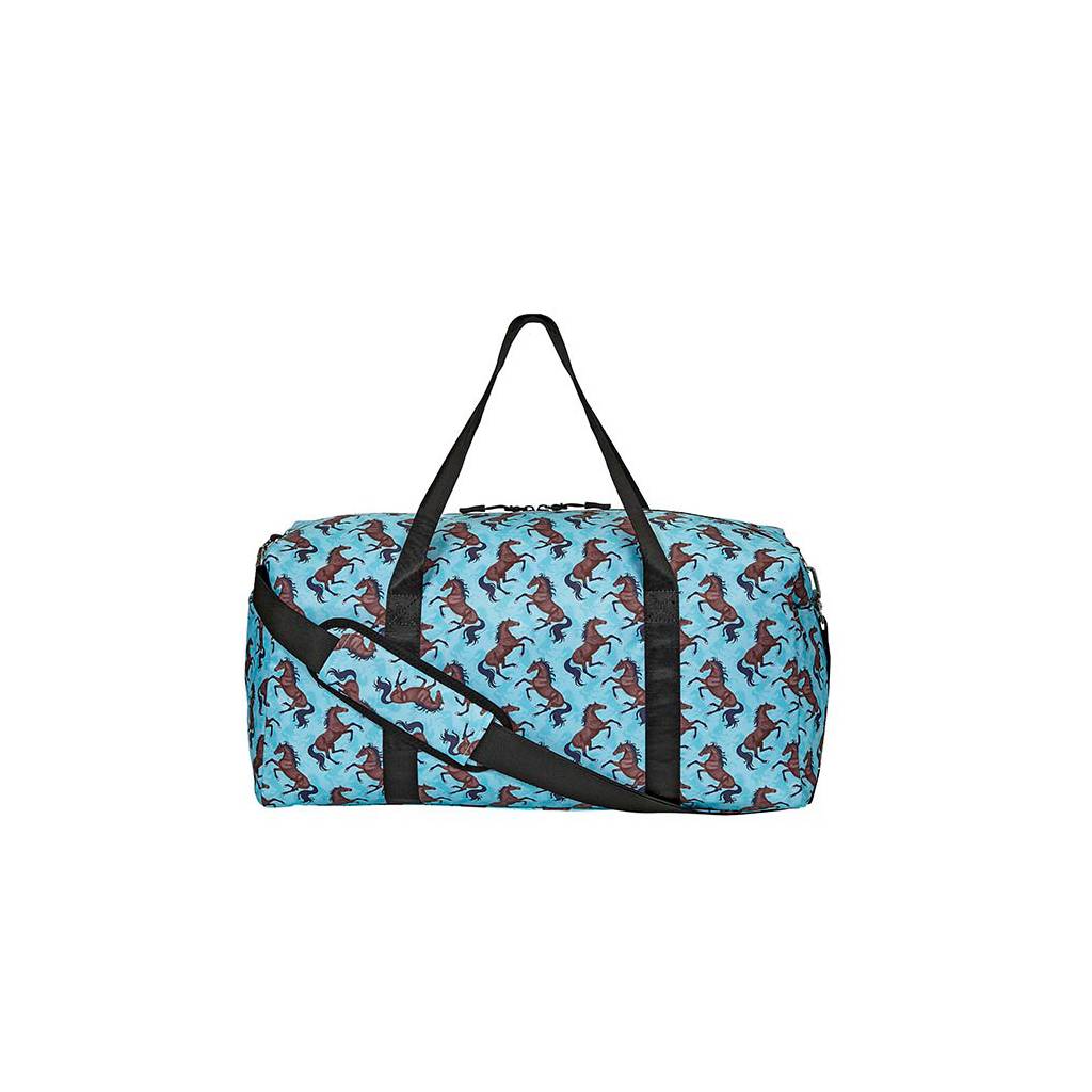 AWST Int'l "Lila" Galloping Bay Horses Duffle Bag- Turquoise