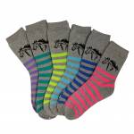 Kelley Ladies Stripes with Horse Head Crew Socks - 6-pack