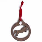 Kelley Wood Jumping Horse Christmas Ornament with Ribbon