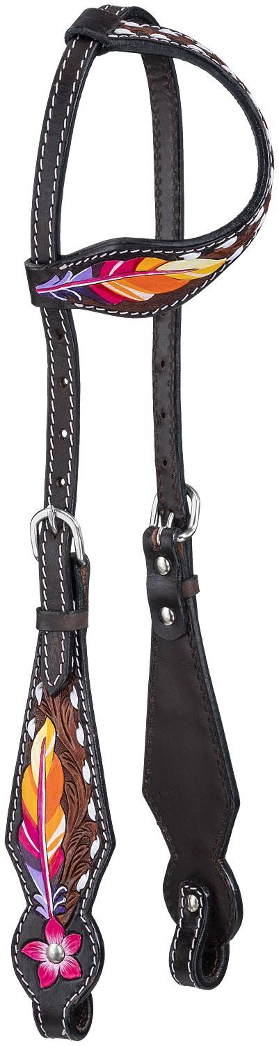 Tough-1 Feather and Flower Single Ear Headstall