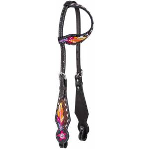 Tough-1 Feather and Flower Single Ear Headstall